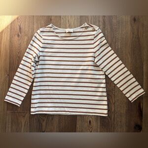 Sezane Brown and White Striped Long Sleeve Top - Colette Mariniere